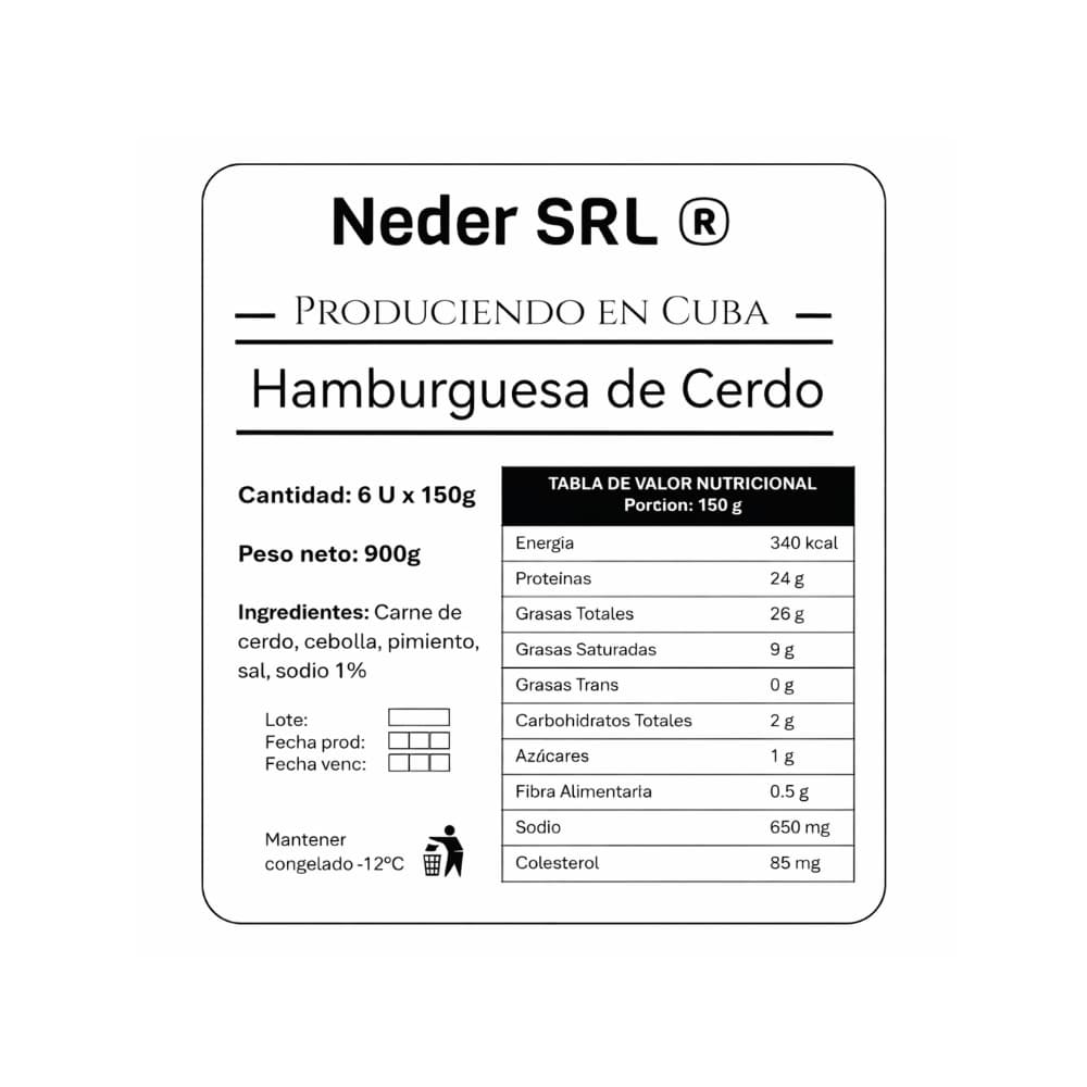 Hamburguesa de cerdo Neder (900 g / 1.98 lb) - Miniatura 2