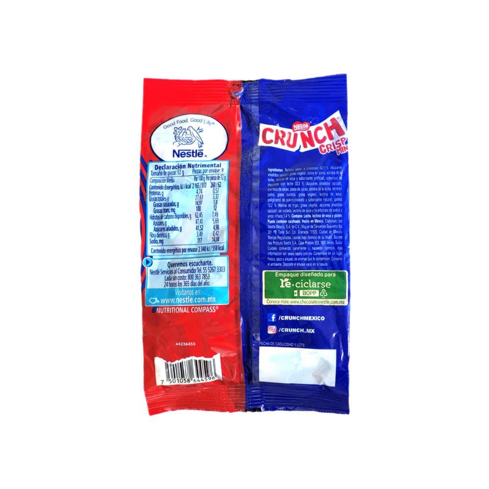 Galletas con relleno sabor a chocolate, cobertura sabor a chocolate y arroz inflado Crunch Nestlé (108 g / 3.81 oz) - Miniatura 5