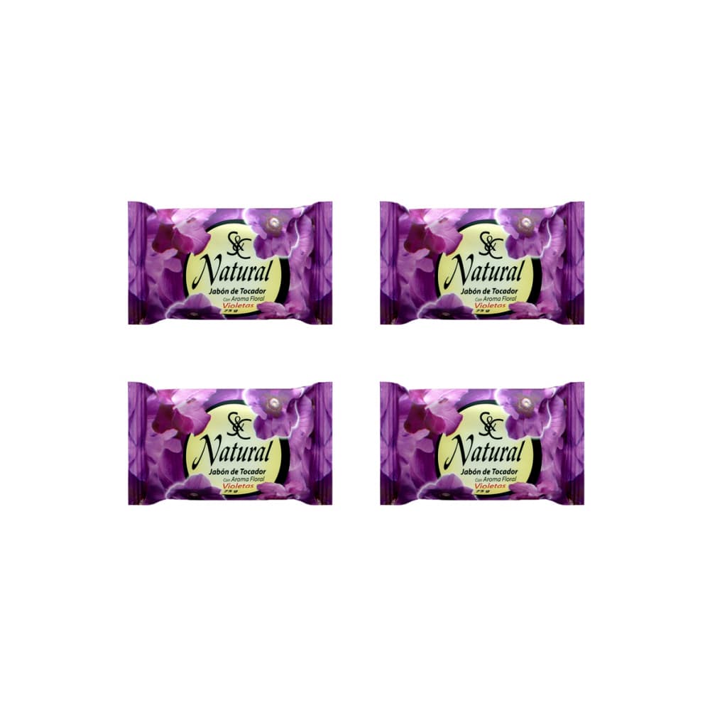 Jabón natural de tocador con aroma floral de violetas Suchel Camacho (4 x 75 g / 2.64 oz) - Imagen 1