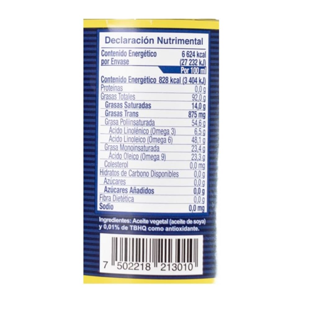 Aceite comestible puro de soya Hysa (800 ml) - Miniatura 5