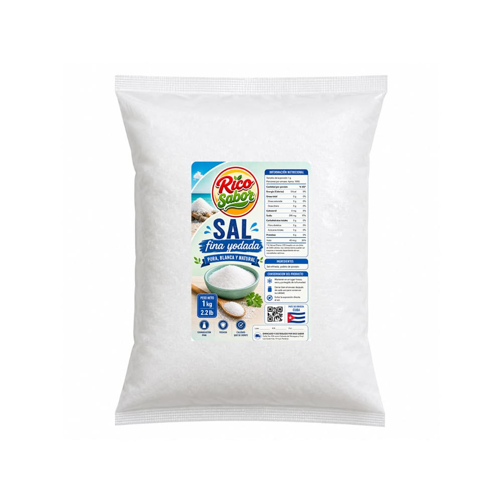 Sal fina yodada Rico Sabor (1 kg / 2.2 lb) - Miniatura 1