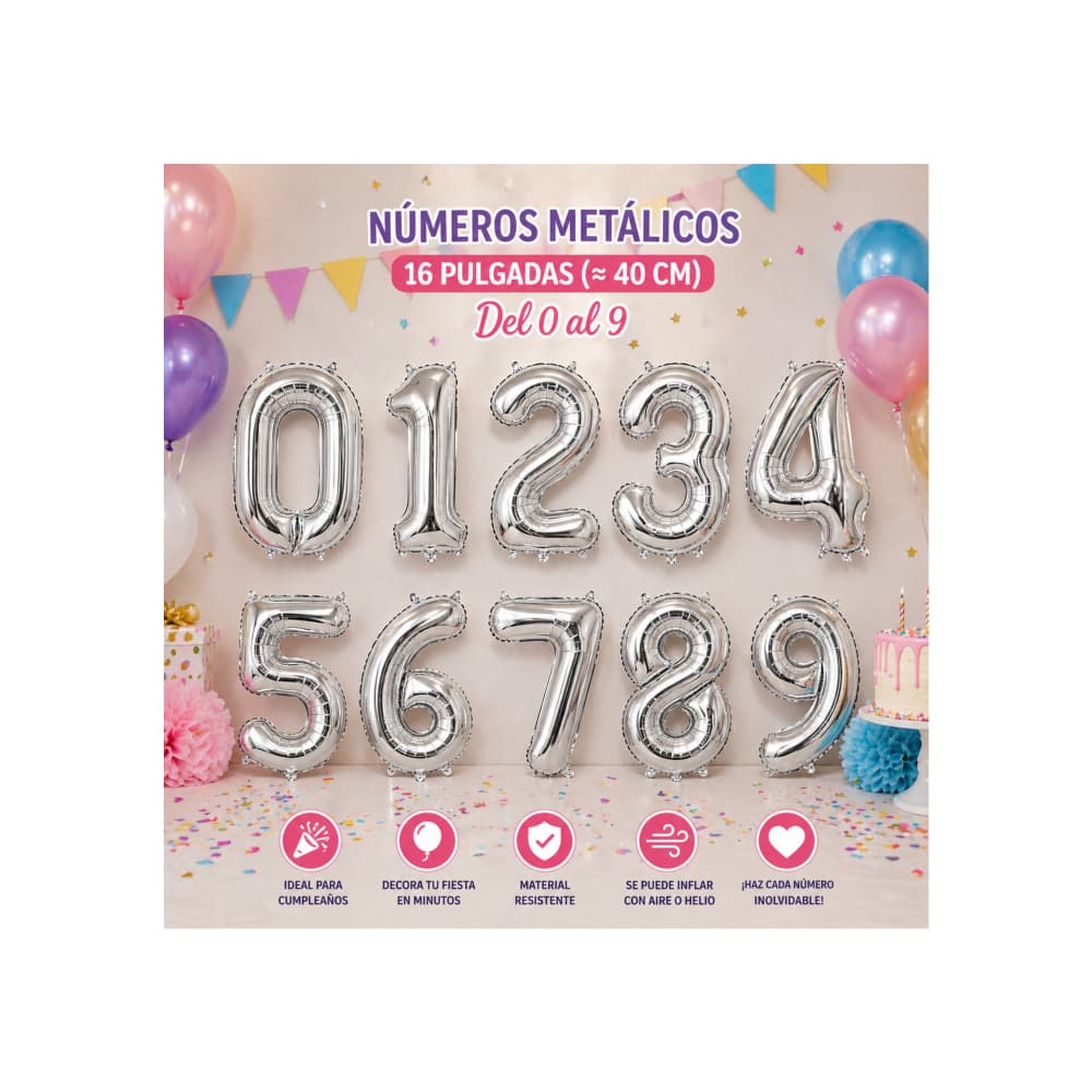 Globo plateado número 4 Balloon (16 pulgadas) - Miniatura 4