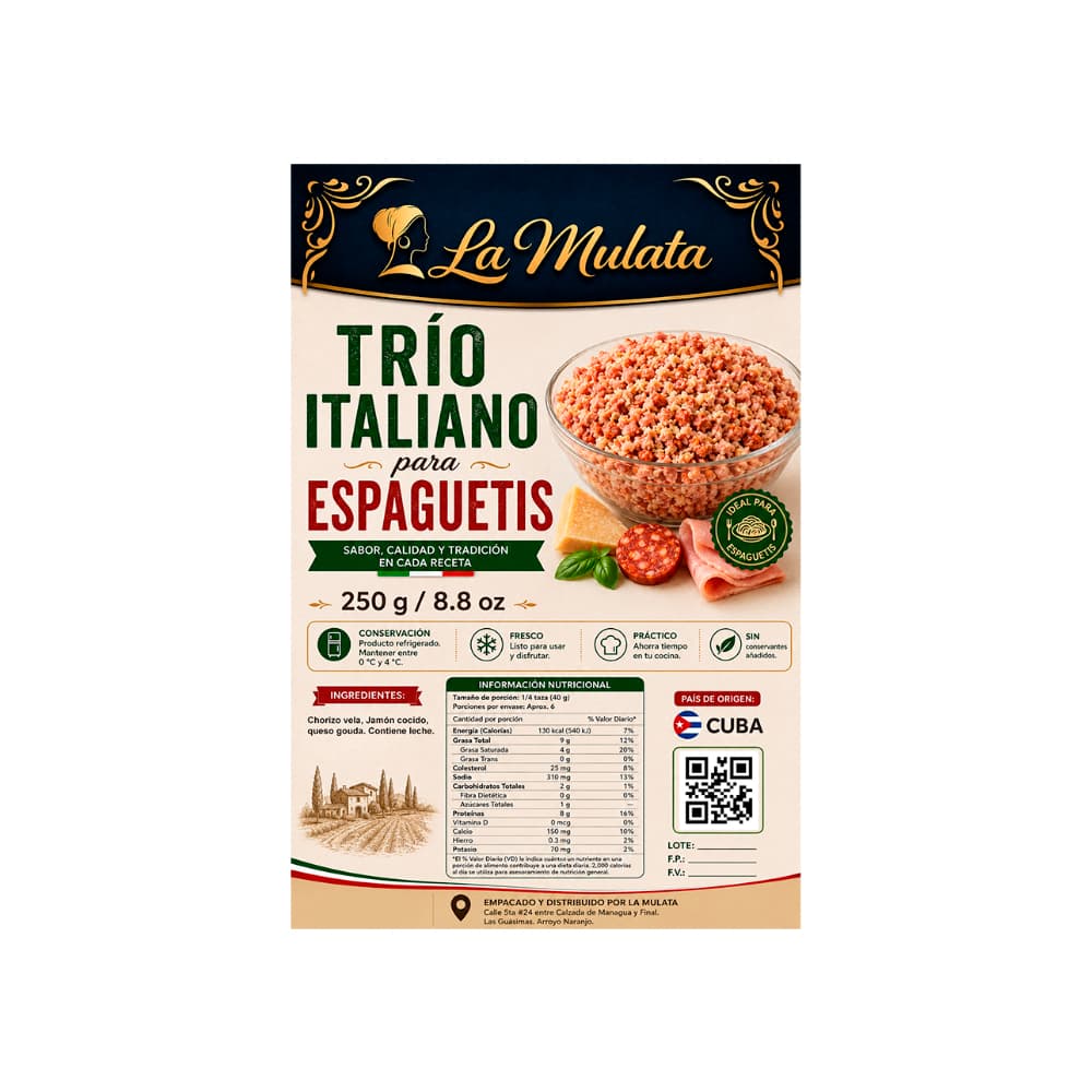 Trío italiano para espaguetis La Mulata (250 g / 8.8 oz) - Miniatura 2