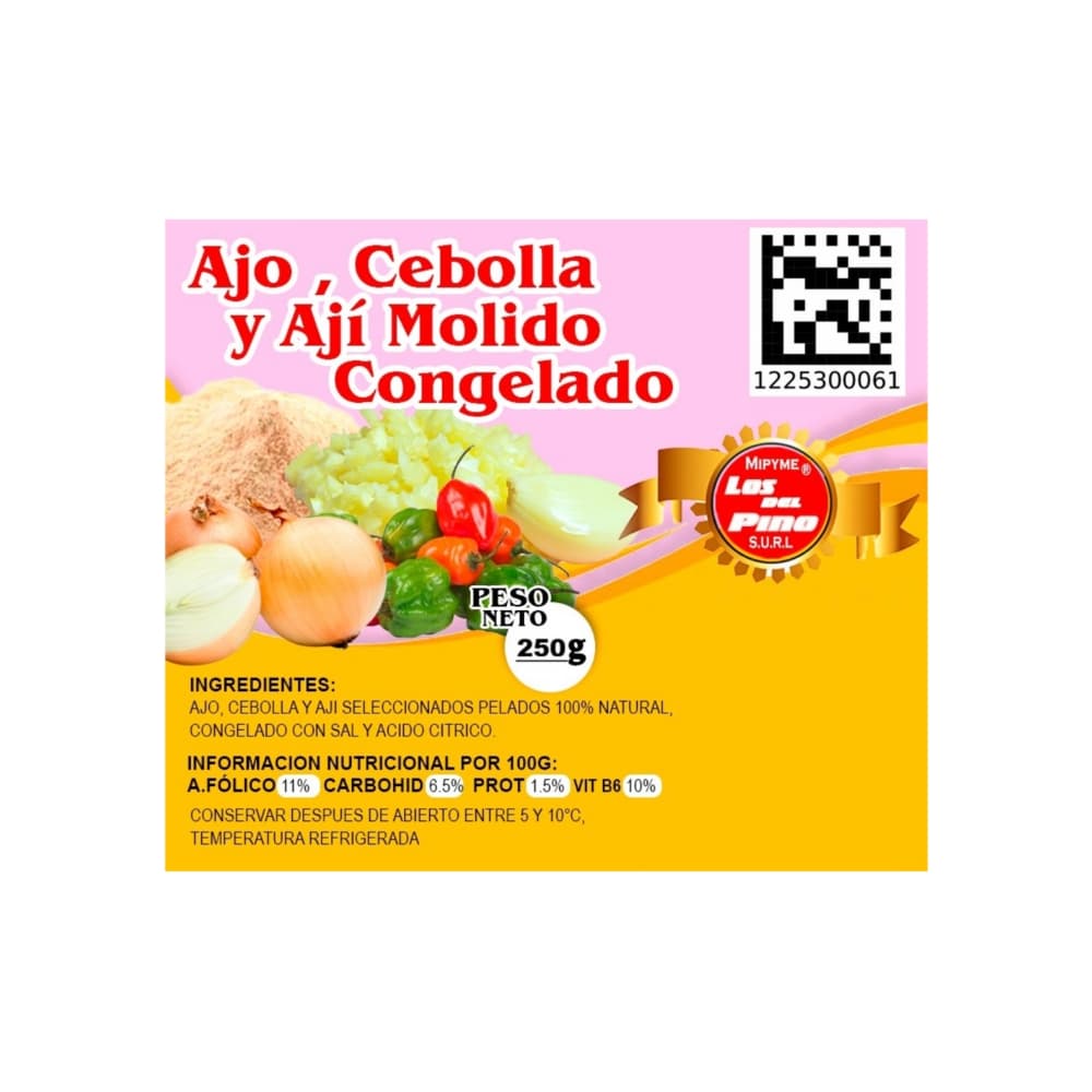 Ajo, cebolla y ají molida congelada Los del Pino (250 g / 8.8 oz) - Miniatura 3