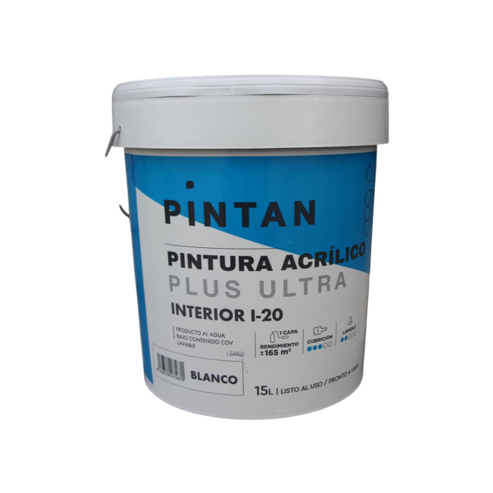 Combo Pintura acrílica exterior color blanco Pintan (15 L) + Pintura acrílica interior color blanco Pintan (15 L) - Miniatura 3