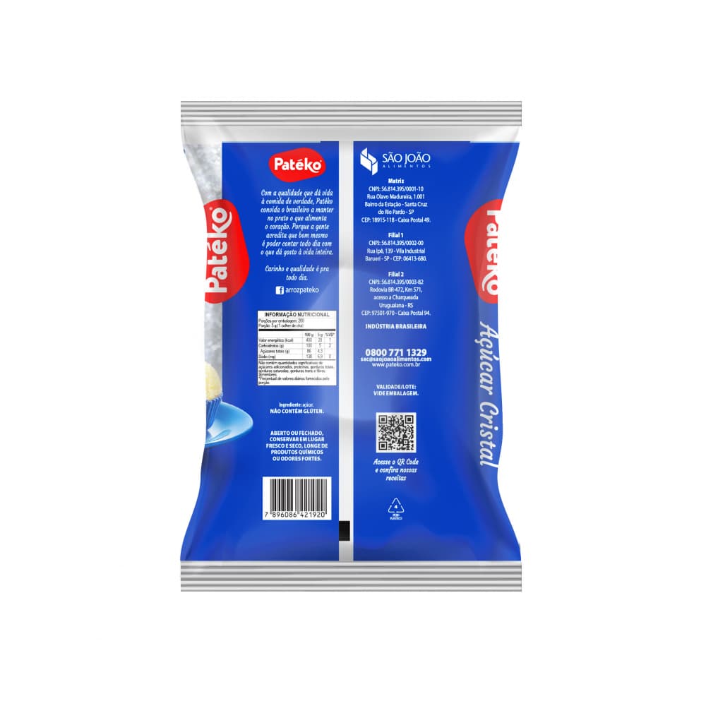 Azúcar blanca cristalina Patéko (2 x 1 kg / 2.2 lb) - Miniatura 2