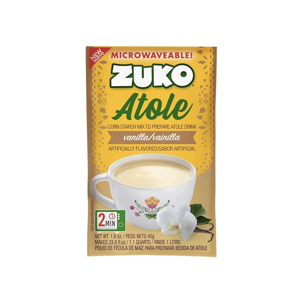 Polvo de fécula de maíz para preparar atole sabor vainilla Zuko (45 g / 1.6 oz) - Imagen 1