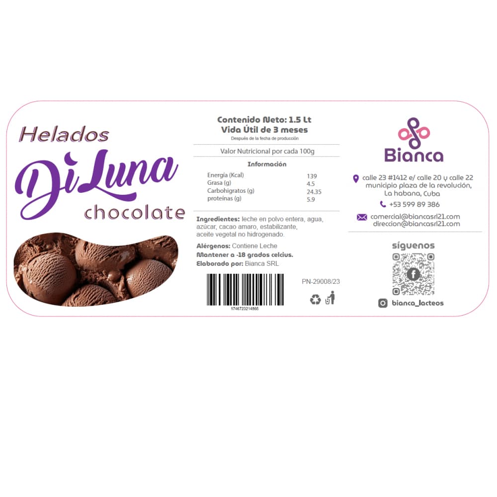 Helado sabor chocolate DiLuna (1.5 L) - Miniatura 4