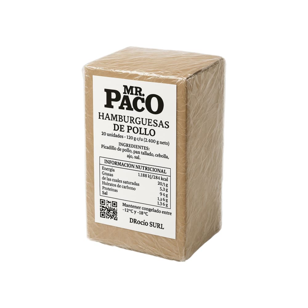 Hamburguesas de pollo Mr. Paco (20 x 120 g / 4.23 oz) - Imagen 1