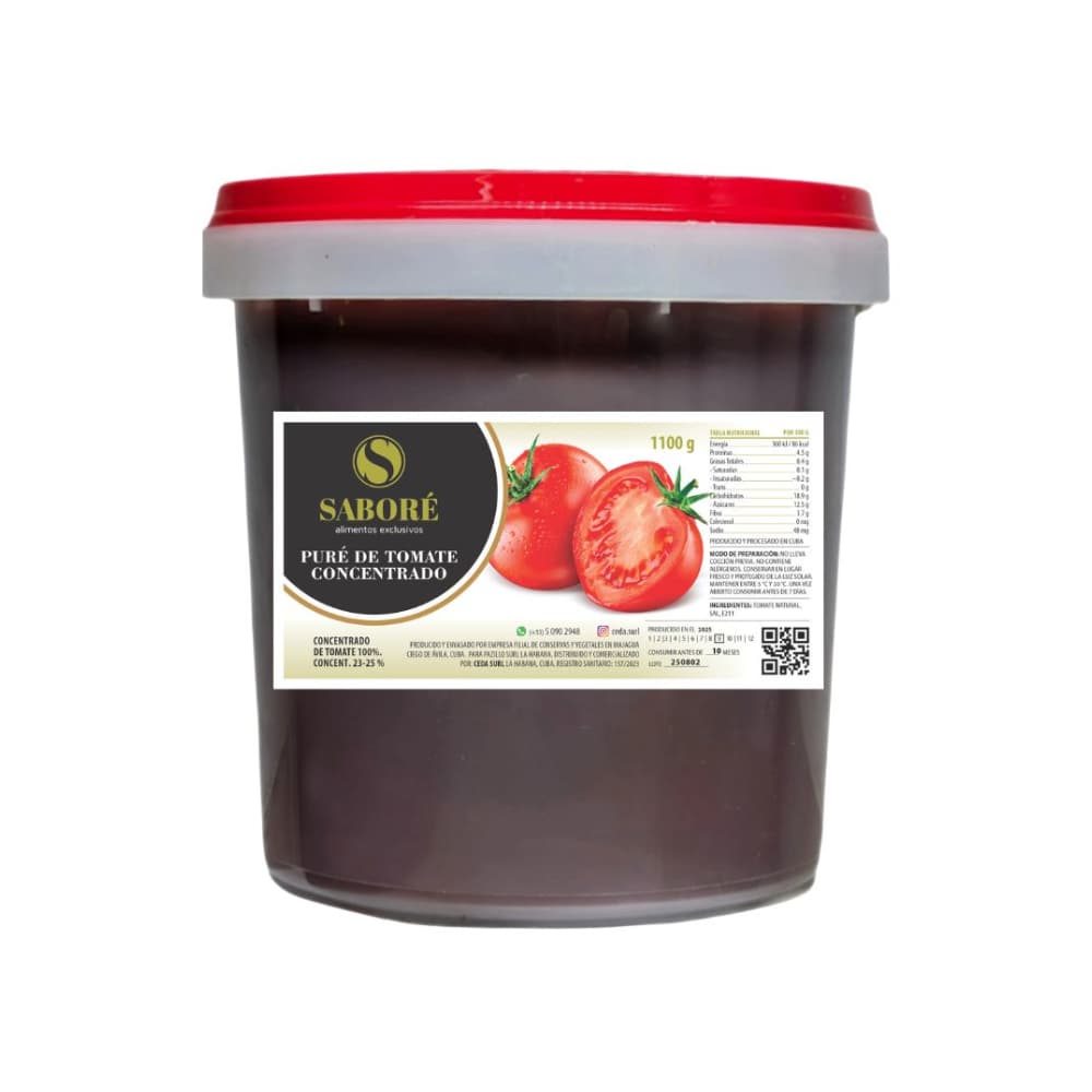 Puré de tomate concentrado Saboré (1.10 kg / 2.42 lb) - Imagen 1