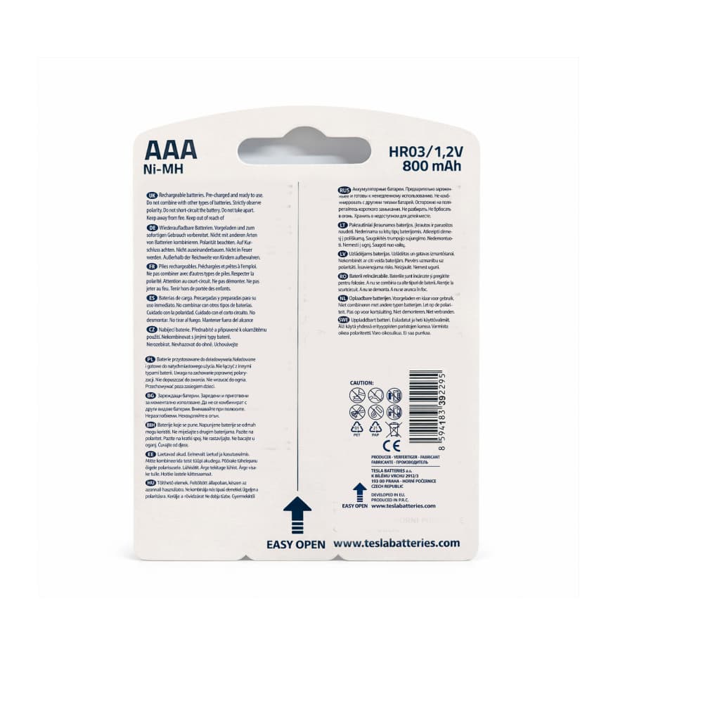 Baterías recargables AAA 800 mAh Tesla (4 U) - Miniatura 3