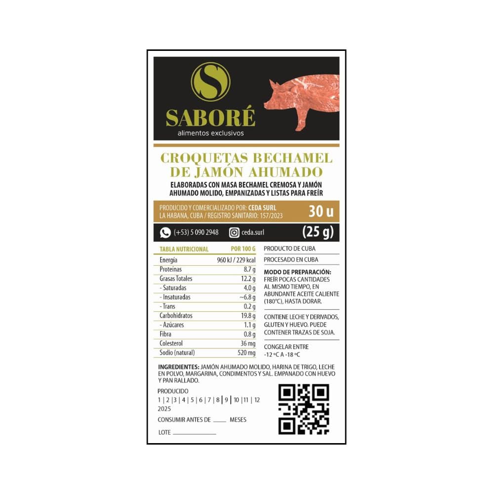 Croquetas bechamel de jamón ahumado Saboré (30 x 25 g) - Miniatura 2