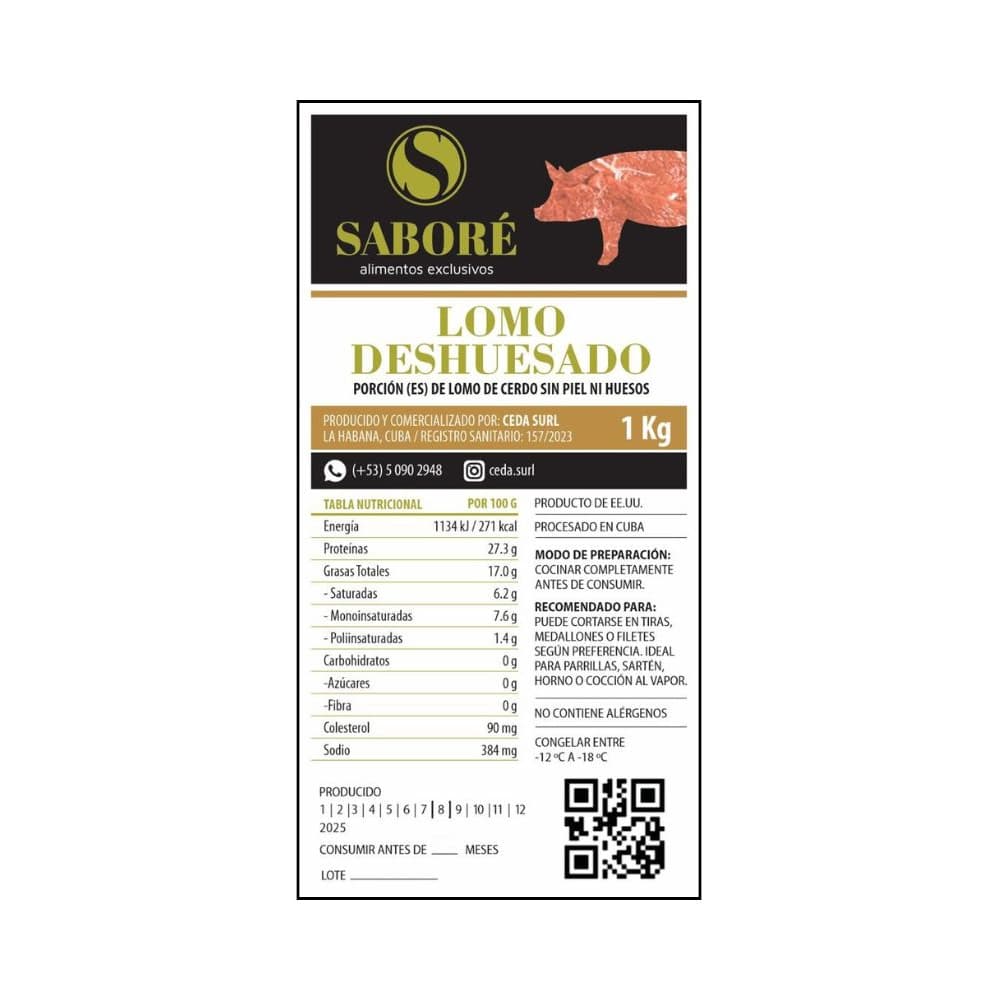 Lomo de cerdo deshuesado Saboré (1 kg / 2.2 lb) - Miniatura 3