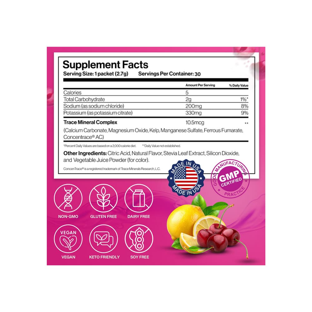 Sobres de electrolitos en polvo, sabor limonada de cereza Dr. Price (30 U) - Miniatura 2