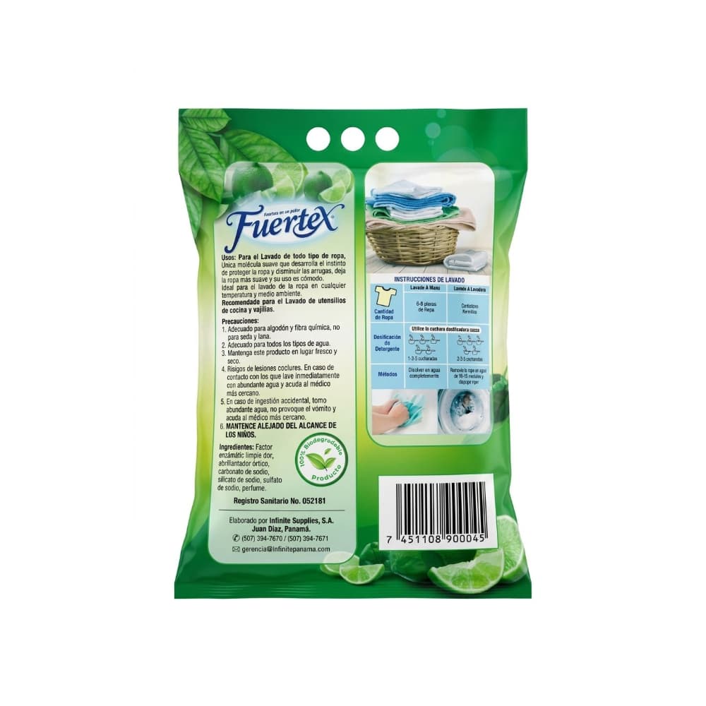 Detergente en polvo fragancia limon Fuertex (500 g / 1.1 lb) - Miniatura 2