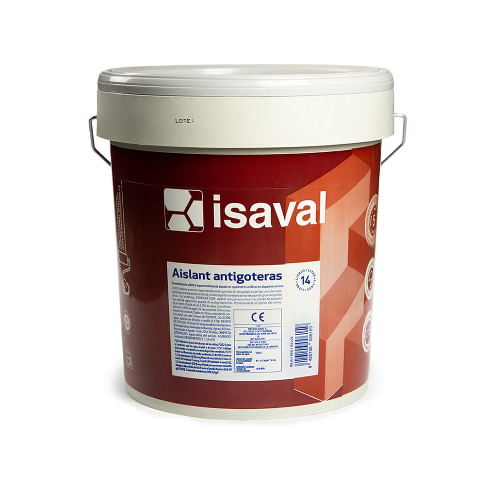 Pintura elástica impermeabilizante color rojo aislante antigoteras Isaval (14 L) - Miniatura 2