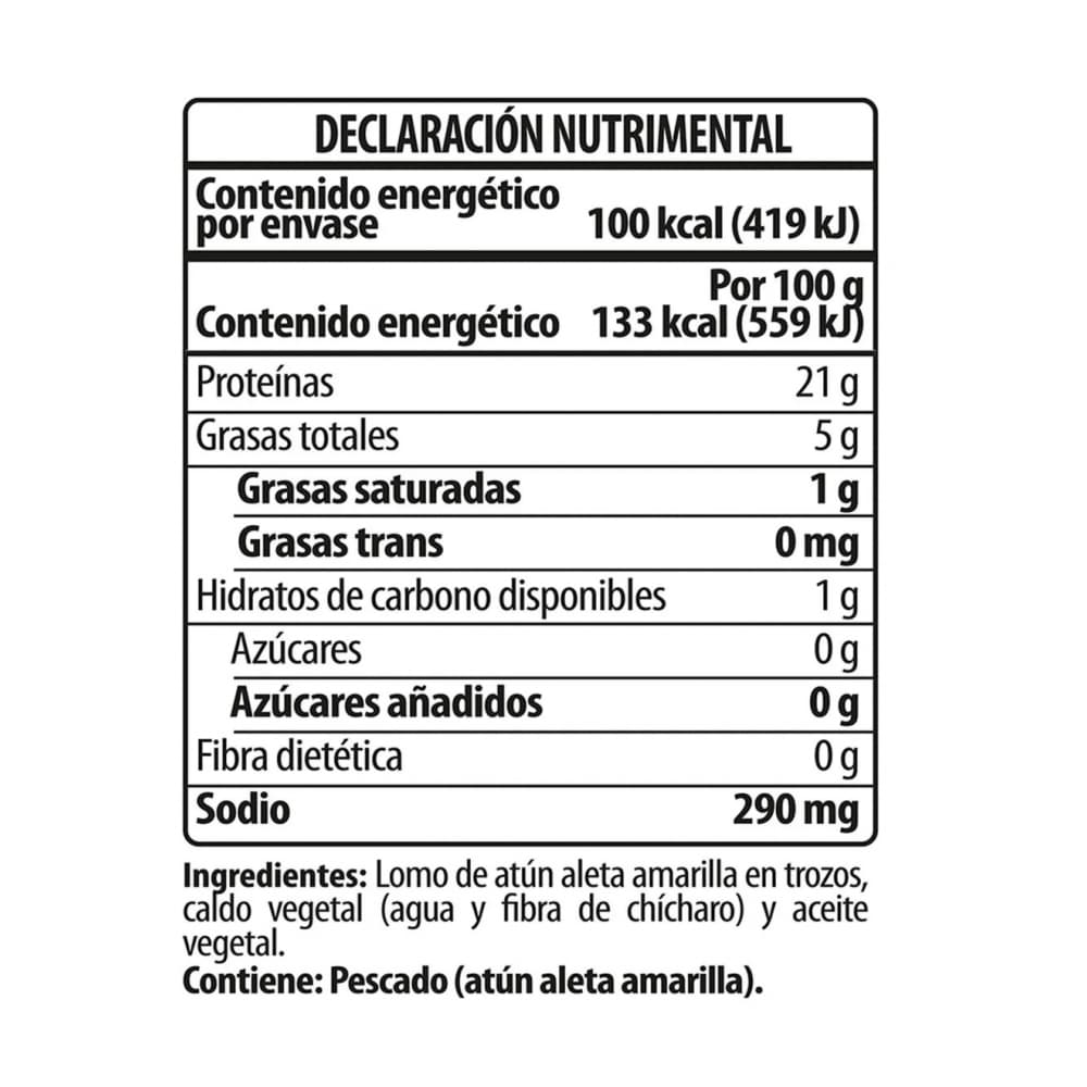 Atún aleta amarilla en trozos en agua con aceite Tuny Clásico (75 g / 2.64 oz) - Miniatura 3