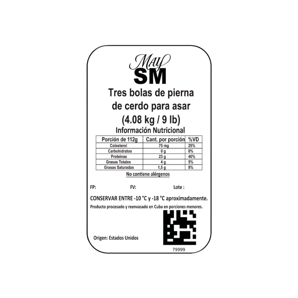 Tres bolas de pierna de cerdo para asar May SM (4.08 kg / 9 lb) - Miniatura 3