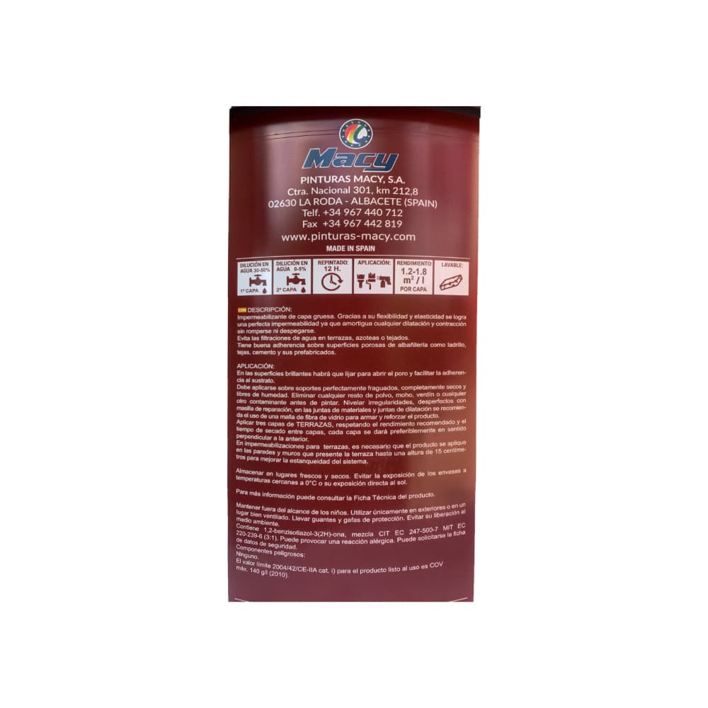 Impermeabilizante acrílico elástico color verde Macy (15 L) - Miniatura 3