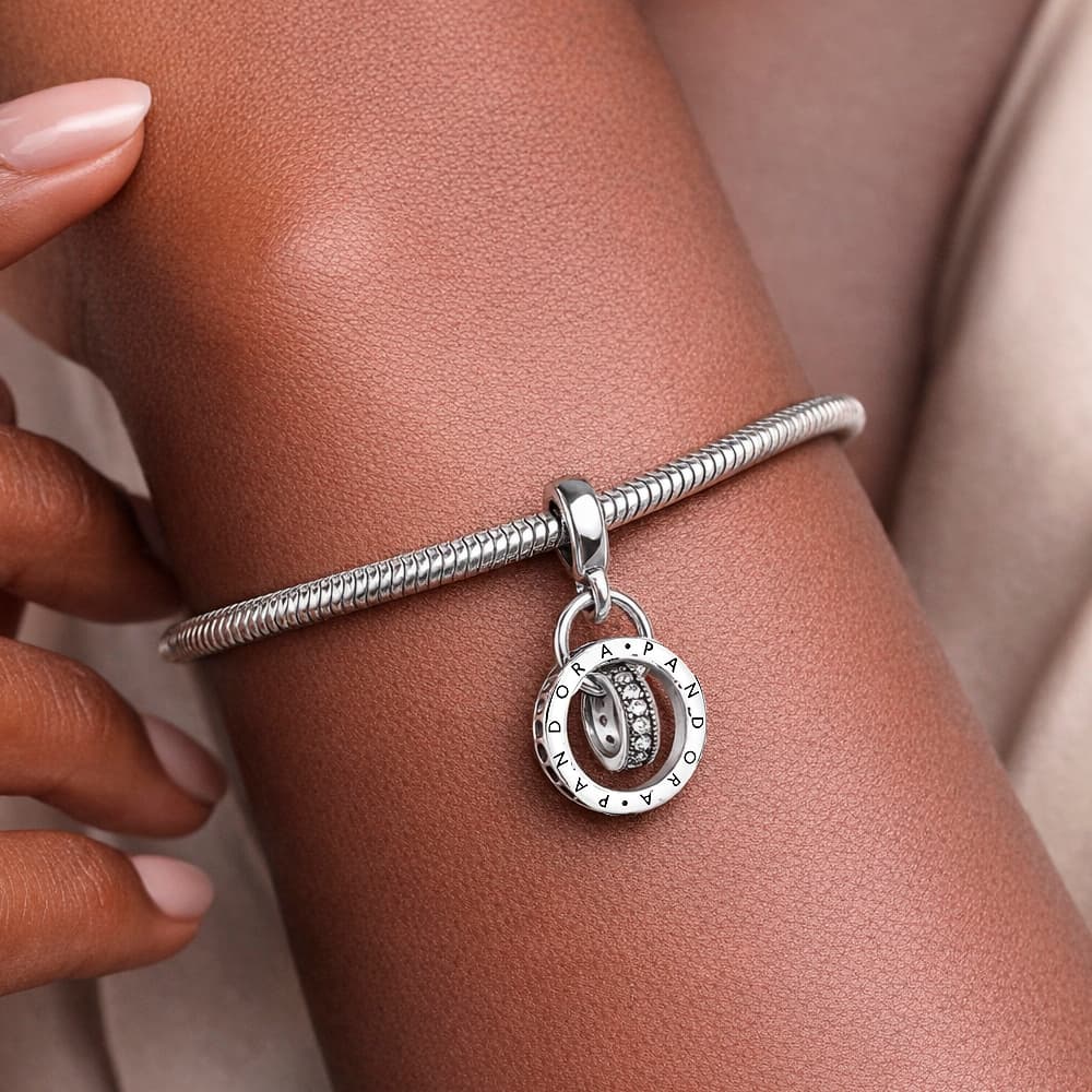 Charm colgante de plata S925 estilo Pandora logos circulares - Miniatura 4