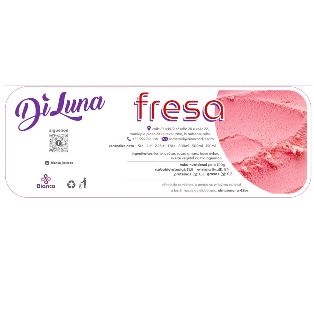 Helado sabor fresa DiLuna (4 L) - Miniatura 2