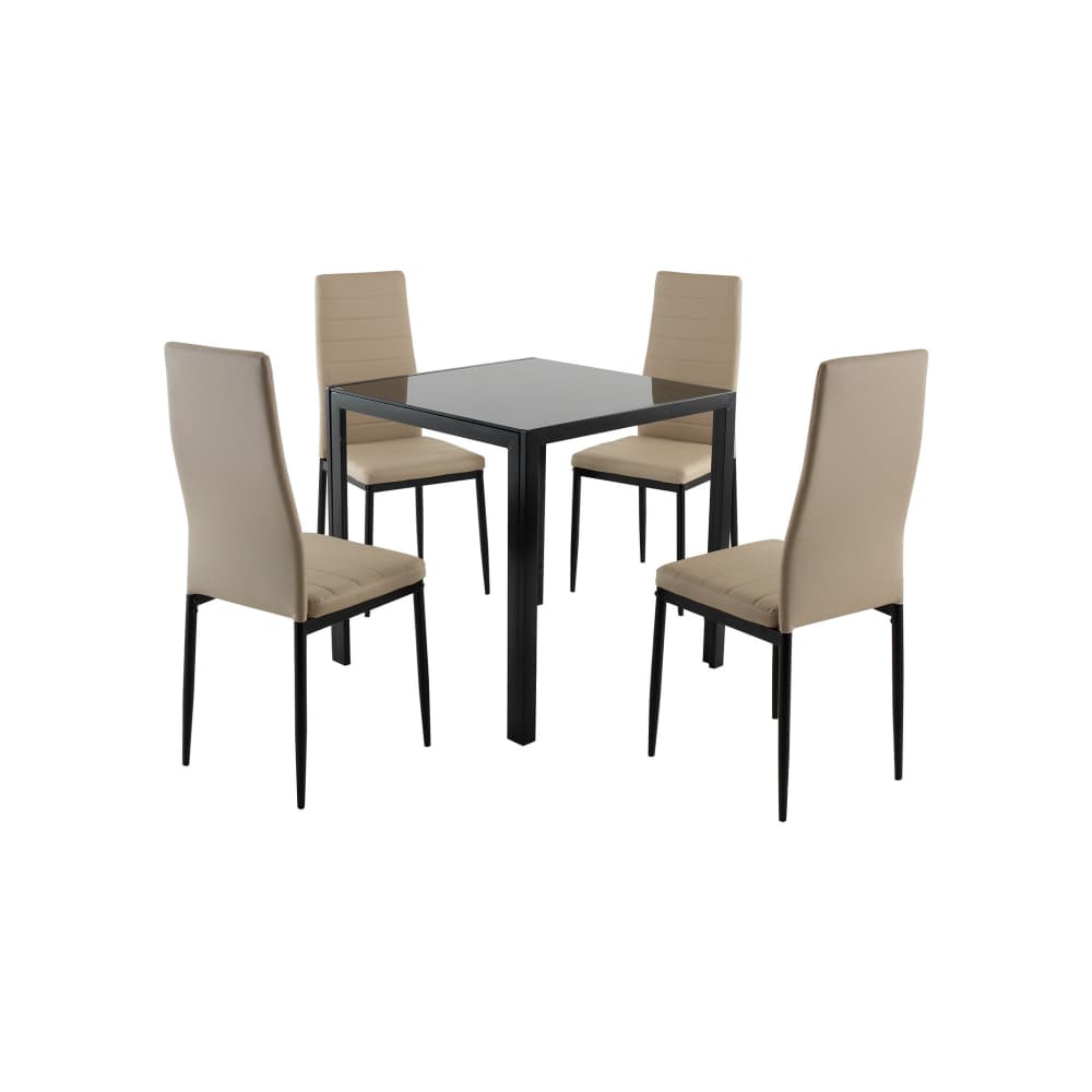 Juego de comedor Dowell: mesa con 4 sillas beige - Imagen 1