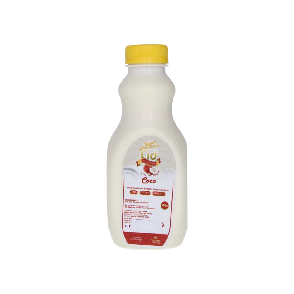 Yogurt probiótico de coágulo saborizado de coco Cid (500 ml) - Miniatura 3