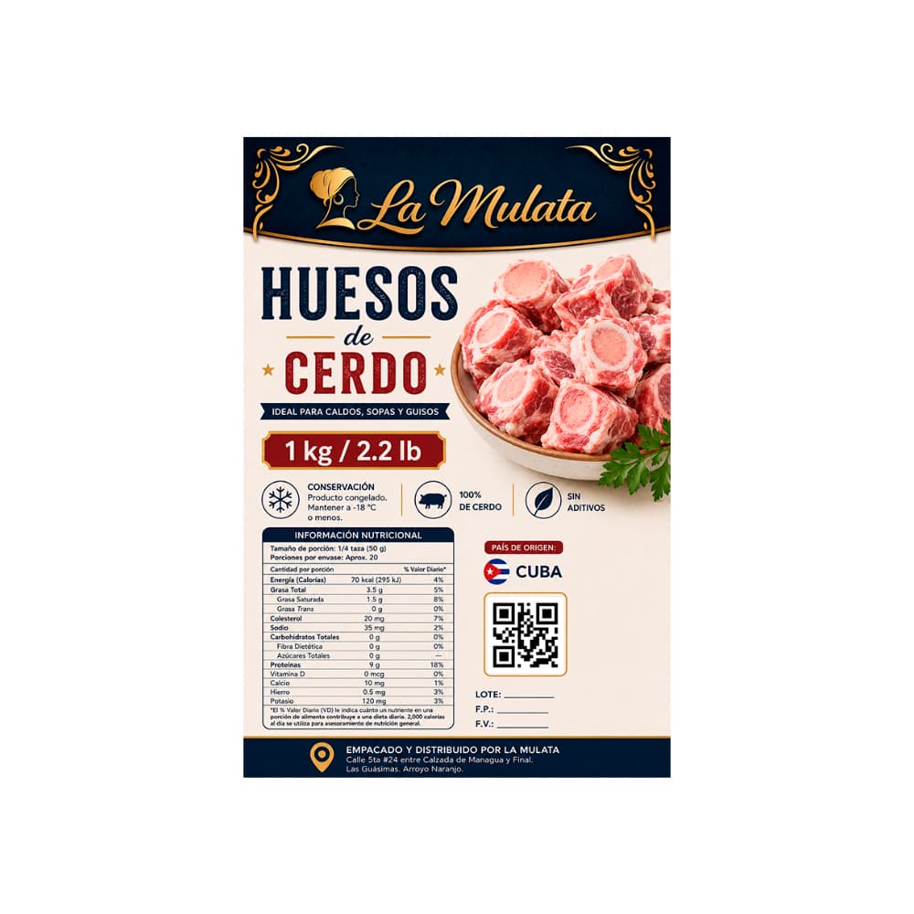 Huesos de cerdo La Mulata (1 kg / 2.2 lb) - Miniatura 2