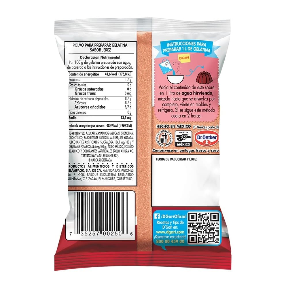 Gelatina con agua sabor jerez D'Gari (120 g / 4.23 oz) - Miniatura 3