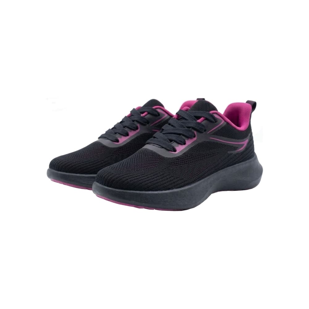 Tenis deportivos de suela EVA de color negro y rosado para mujer BY (Talla 36) - Miniatura 1