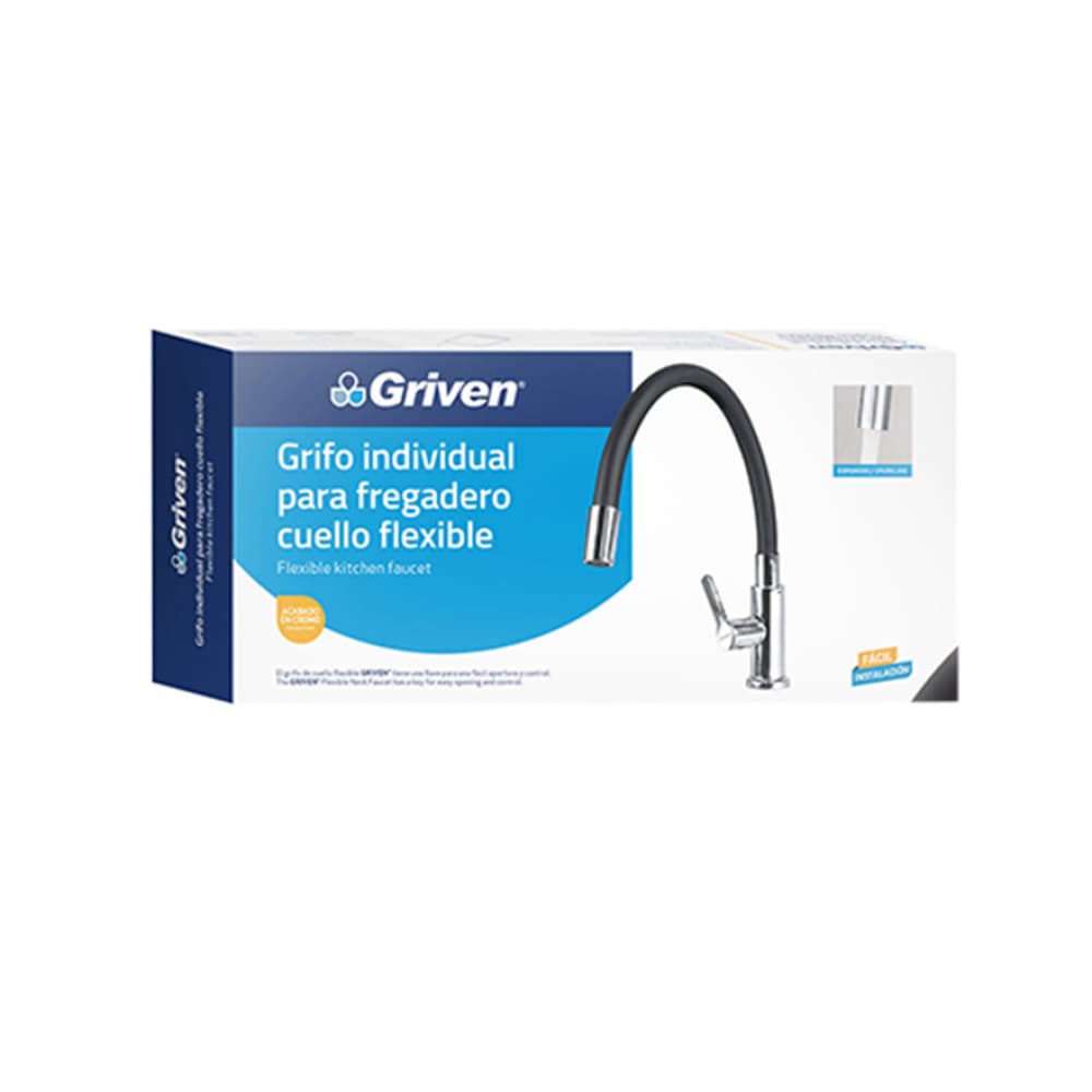 Grifo - llave - pila individual cuello de ganso flexible negro para fregadero. - Imagen 1