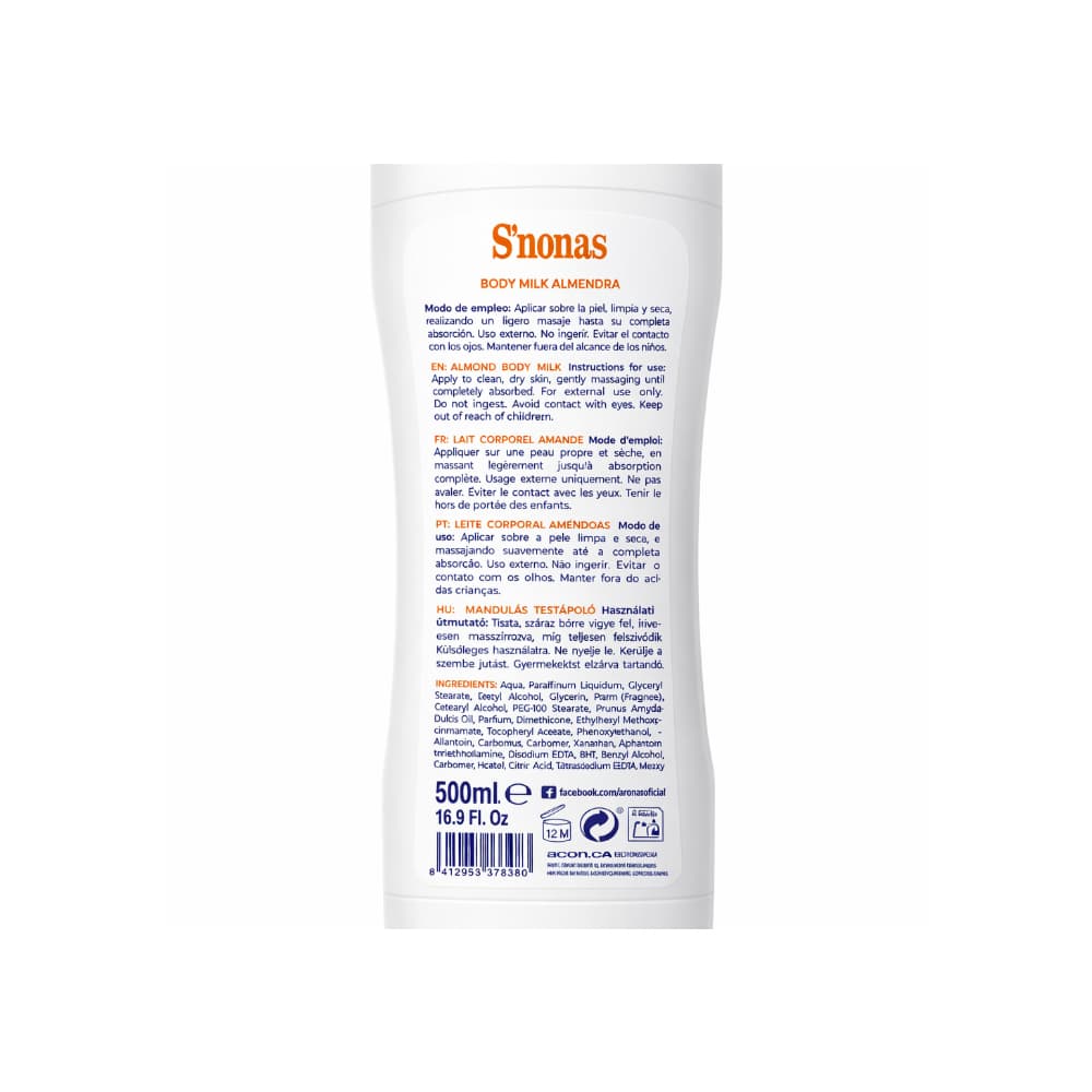 Crema corporal de almendra S'nonas (500 ml) - Miniatura 2