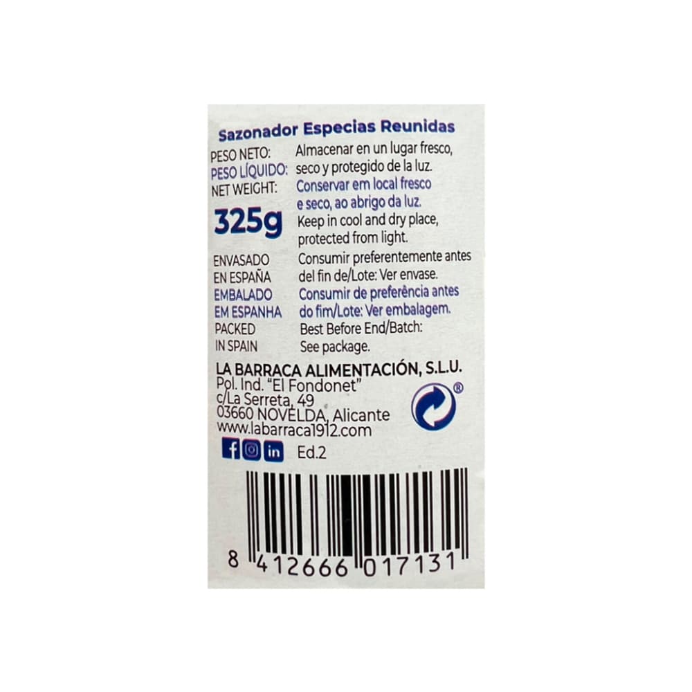 Sazonador de especias reunidas La Barraca (325 g / 11.4 oz) - Miniatura 4