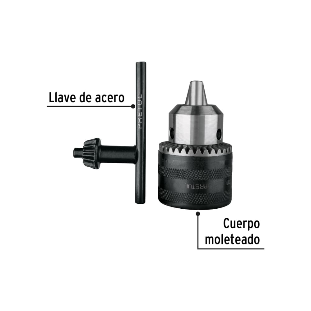 Mazorca de taladro con llave de acero apertura máxima 1/2 Pretul BRO-1/2N-P - Miniatura 2