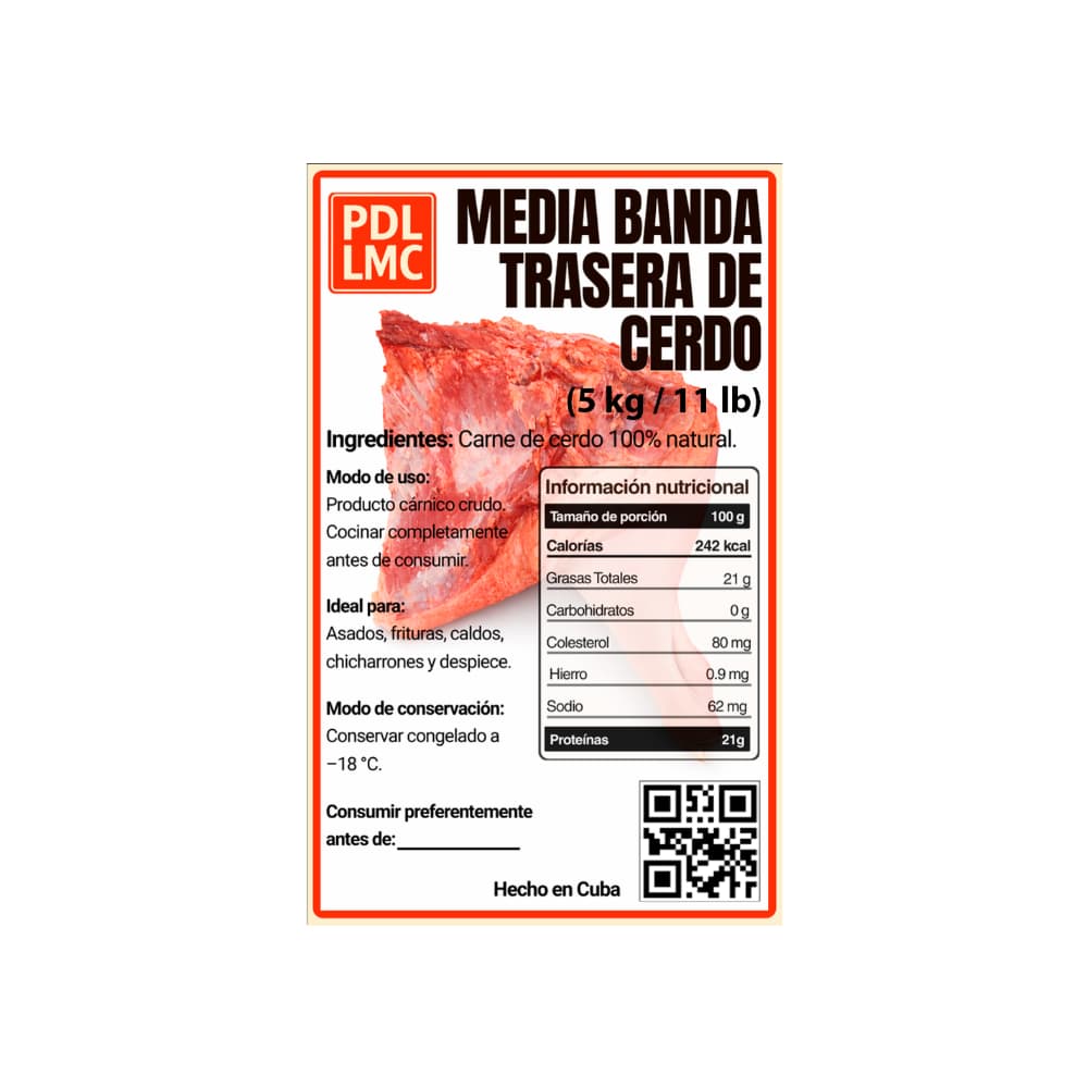 Media banda trasera de cerdo PDL LMC (5 kg / 11 lb) - Miniatura 4