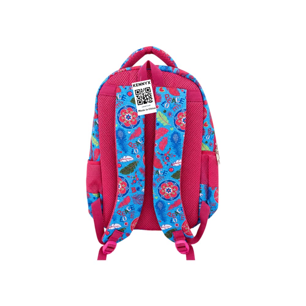 Mochila rosada de fondo estampado color azul Kennyx - Miniatura 2