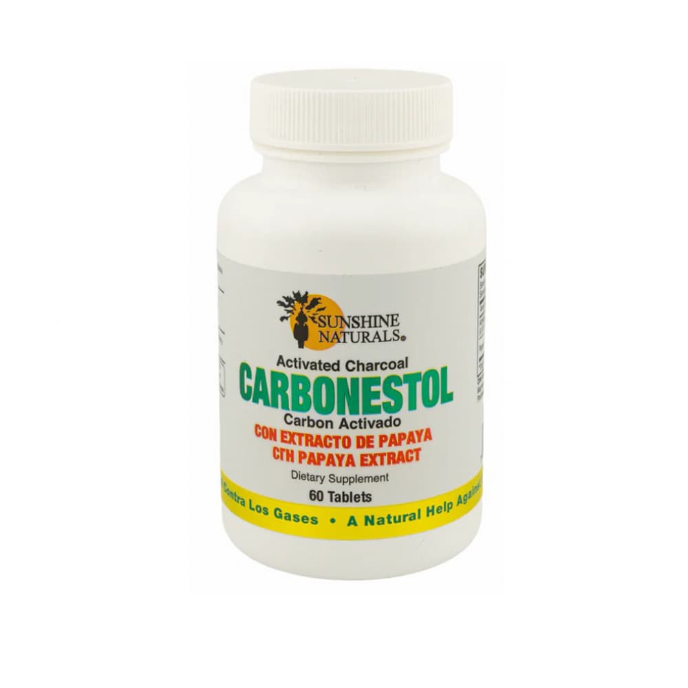 Carbonestol. Carbón activado con extracto de papaya Sunshine Naturals (60 tabletas) - Imagen 1
