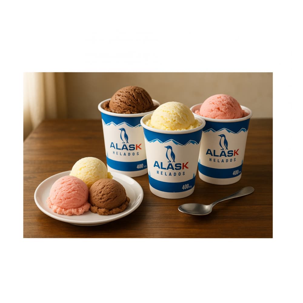 Caja de helados surtidos de chocolate, vainilla y fresa Alask (12 X 400 g) - Miniatura 4