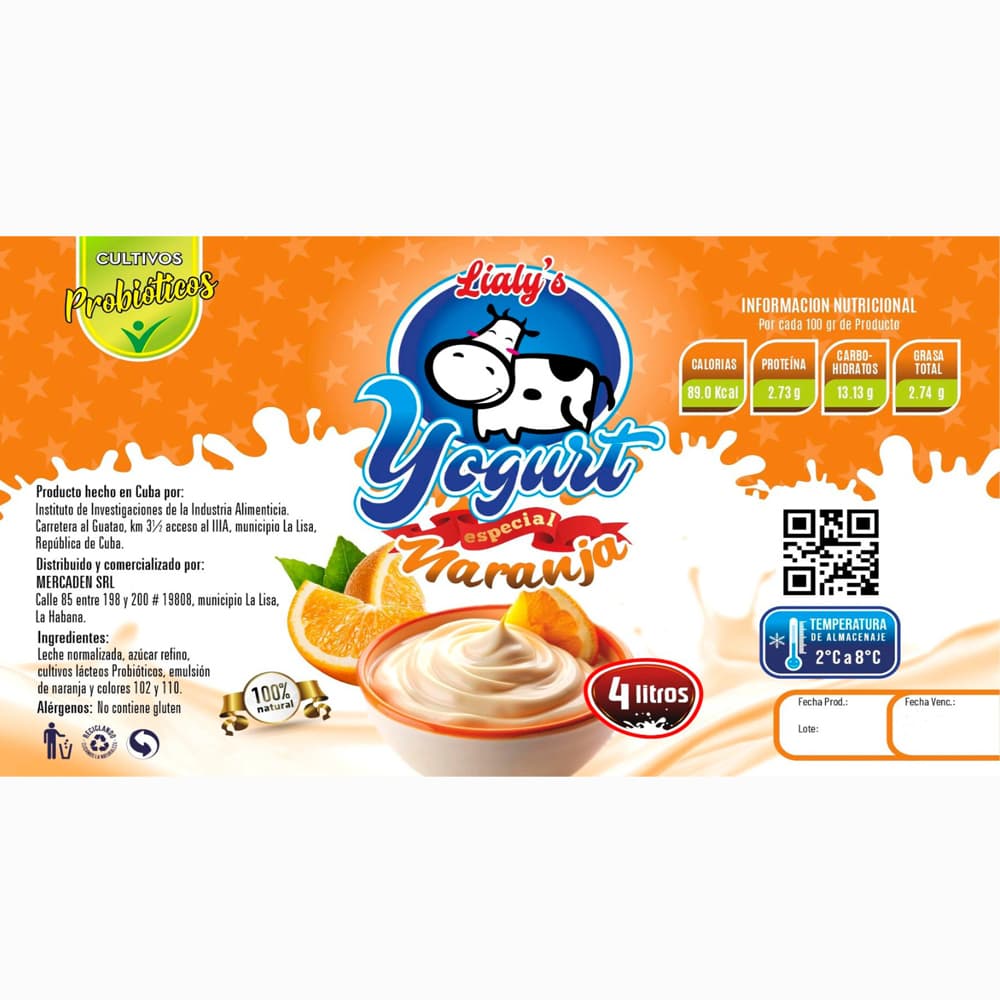 Yogurt probiótico especial sabor naranja Lialy's (4 L) - Miniatura 2