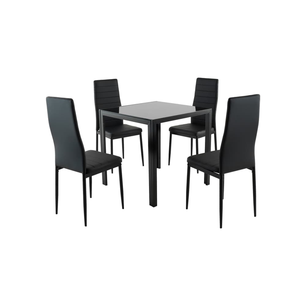 Juego de comedor Dowell: mesa con 4 sillas negras - Imagen 1