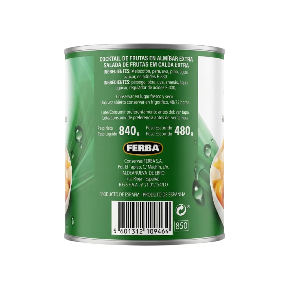 Cocktail de frutas en almíbar extra Baroja (840 g / 1.85 lb) - Miniatura 3
