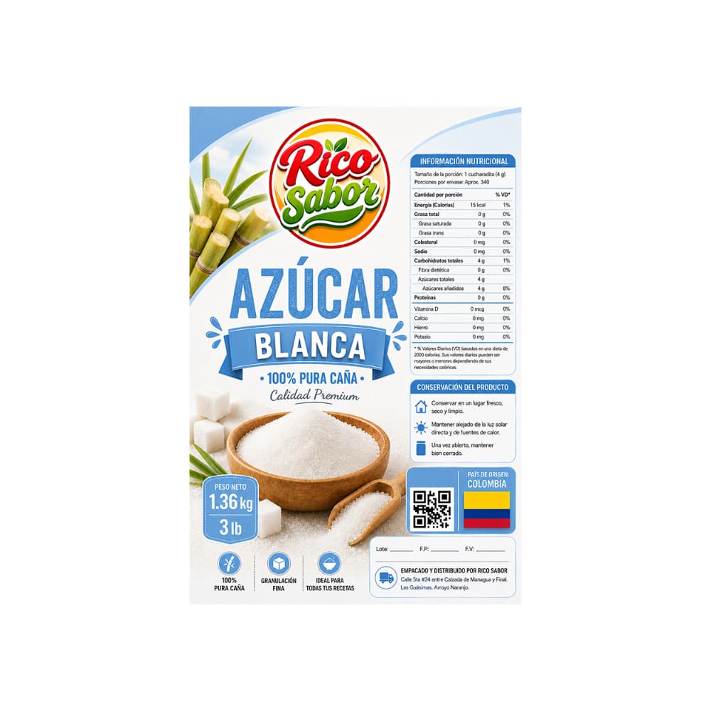 Azúcar blanca Rico Sabor (1.36 kg / 3 lb) - Miniatura 2