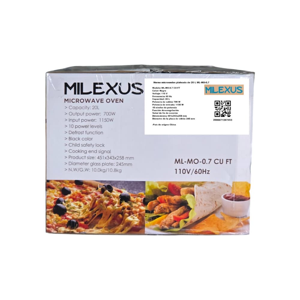 Horno microondas de 20 L color negro Milexus ML-MO-0.7 - Miniatura 2