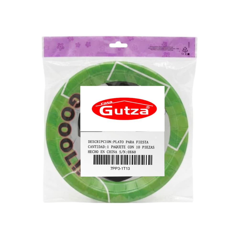 Juego de platos desechables con temática de fútbol Gutza (10 U) - Miniatura 3