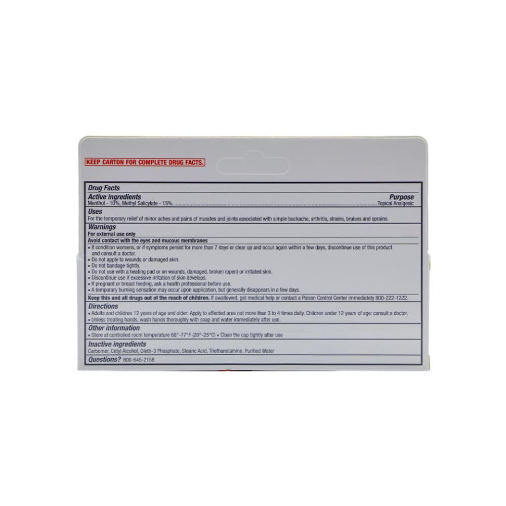 Crema sin grasa para masaje muscular: mentol 10 % + salicilato de metilo 15 % Rugby (85 g / 3 oz) - Miniatura 2