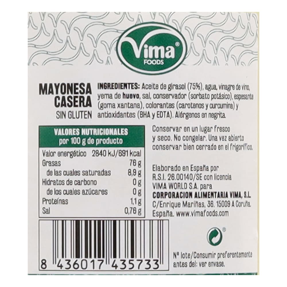Mayonesa casera Vima Foods (450 ml) - Miniatura 3