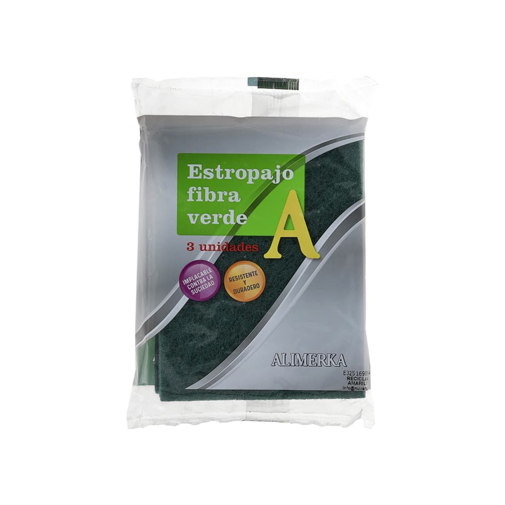 Estropajo de fibra verde Alimerka (3 U) - Miniatura 1