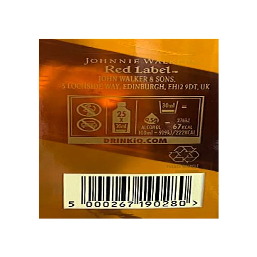 Whisky red label Johnnie Walker (750 ml) - Miniatura 3