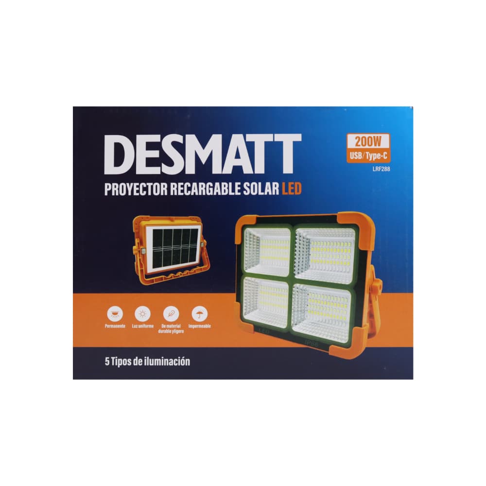 Lámpara recargable LED 200 W Desmatt LRF288 - Miniatura 2