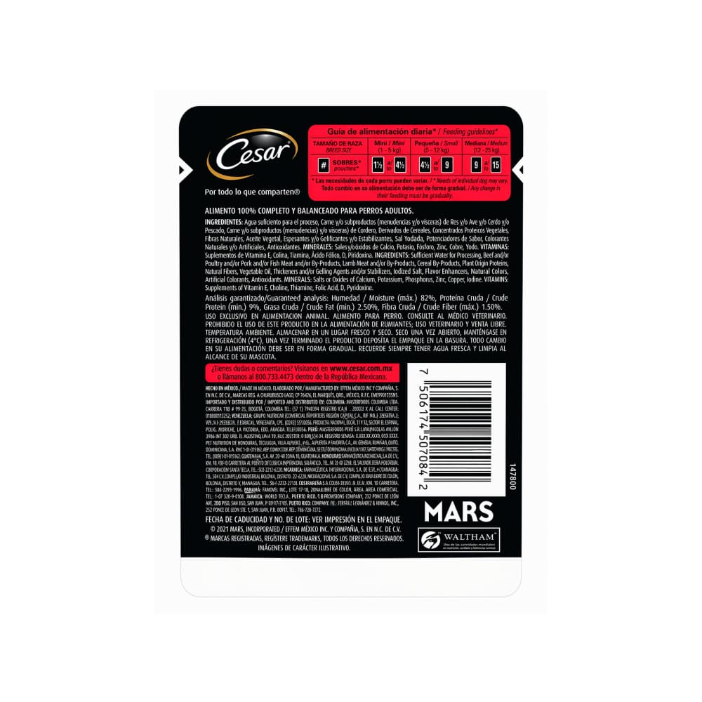 Alimento para perros estofado de res con vegetales Delicias Caseras Cesar (75 g / 2.65 oz) - Miniatura 2